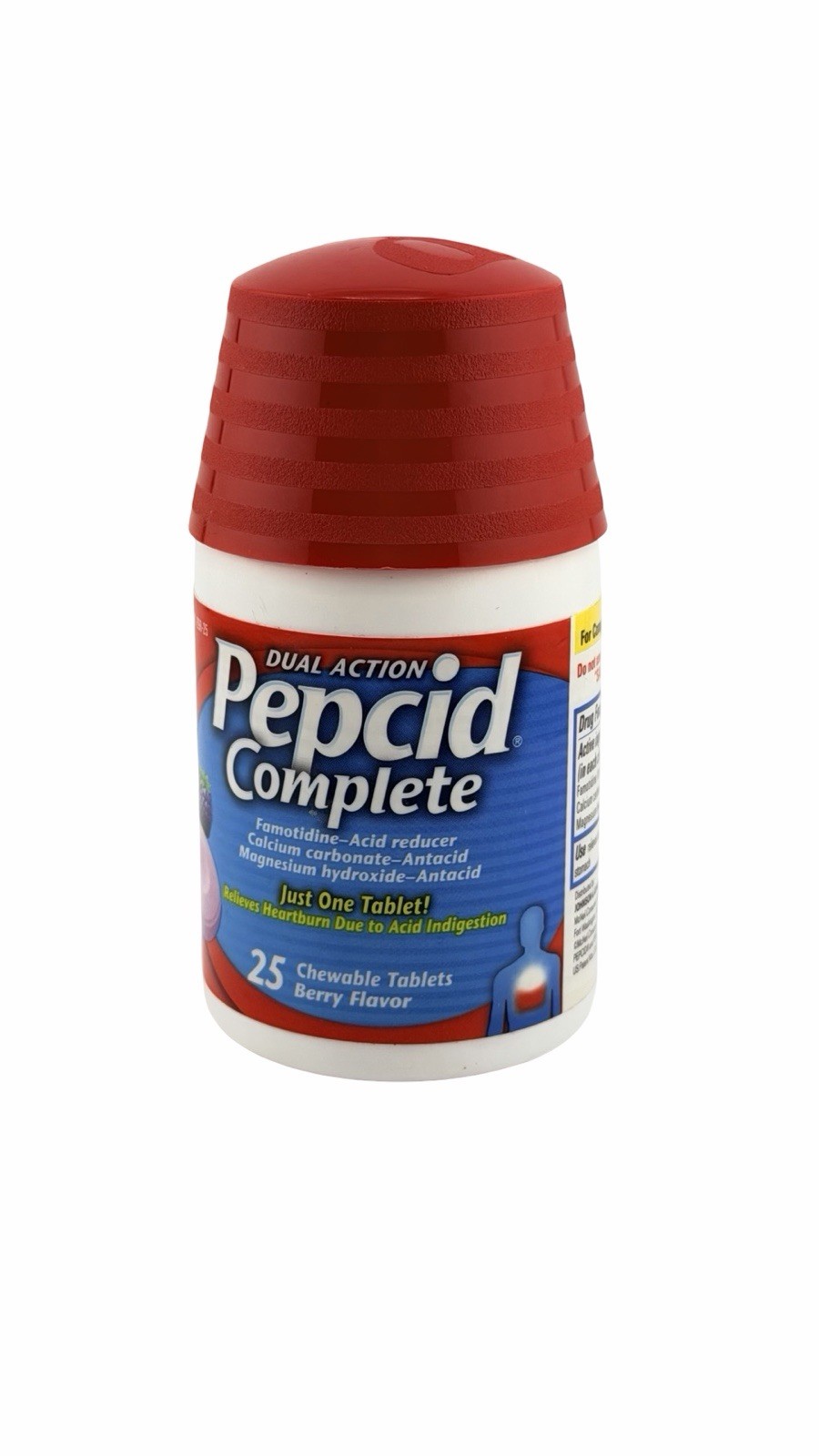 Vintage Pepcid Complete Dual Action Empty Plastic Advertising Bottle Display