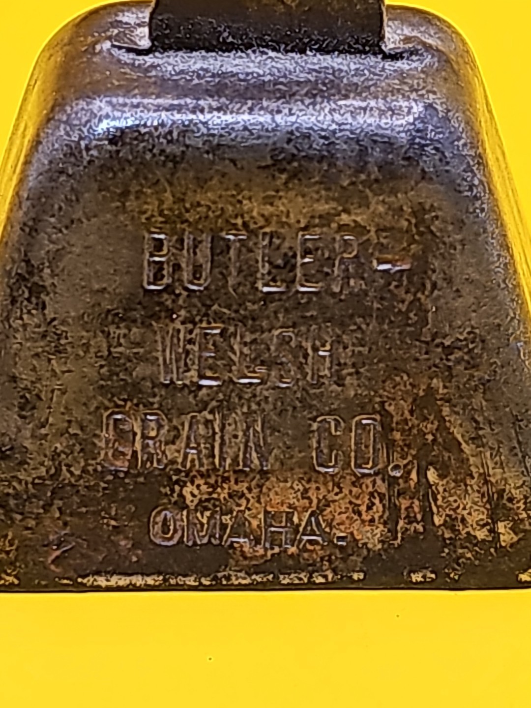 Vtg Advertising Store Shop Hand Bell Early 1900s Butler Welsh Grain Co Omaha NE