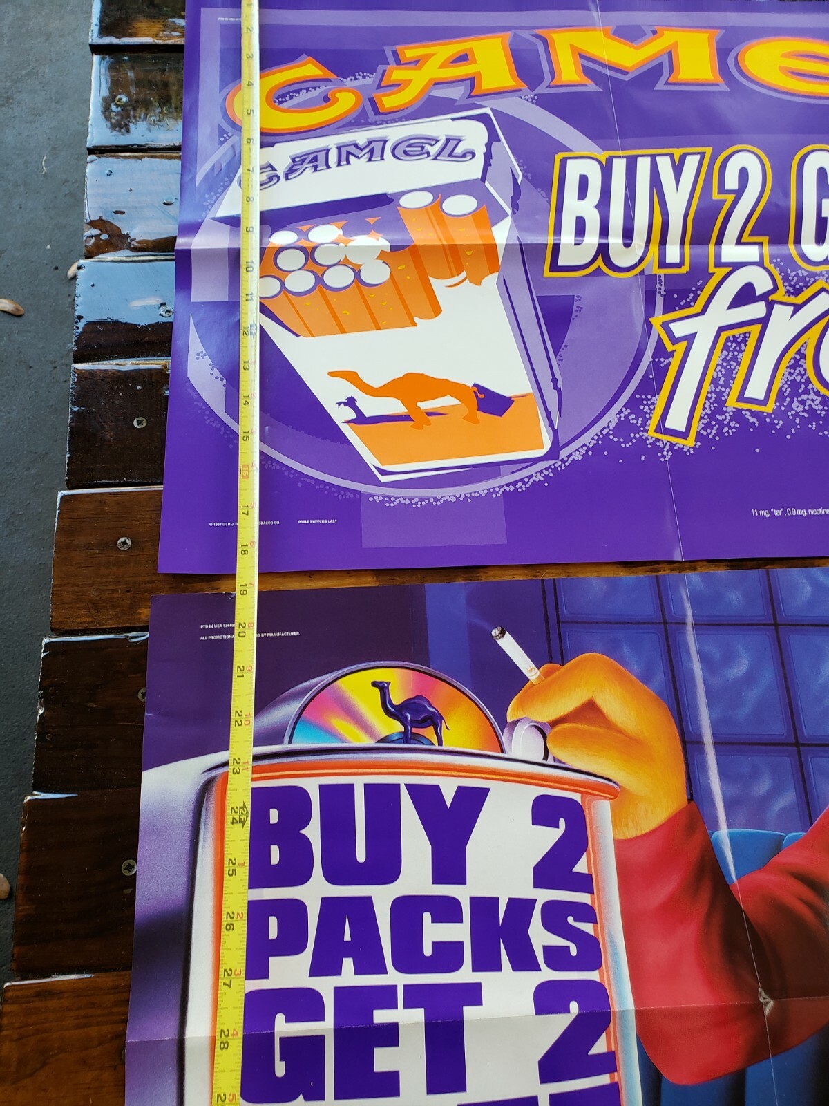 2 RARE Joe Camel Store Display Signs Posters Advertising Cigarette Tobacco