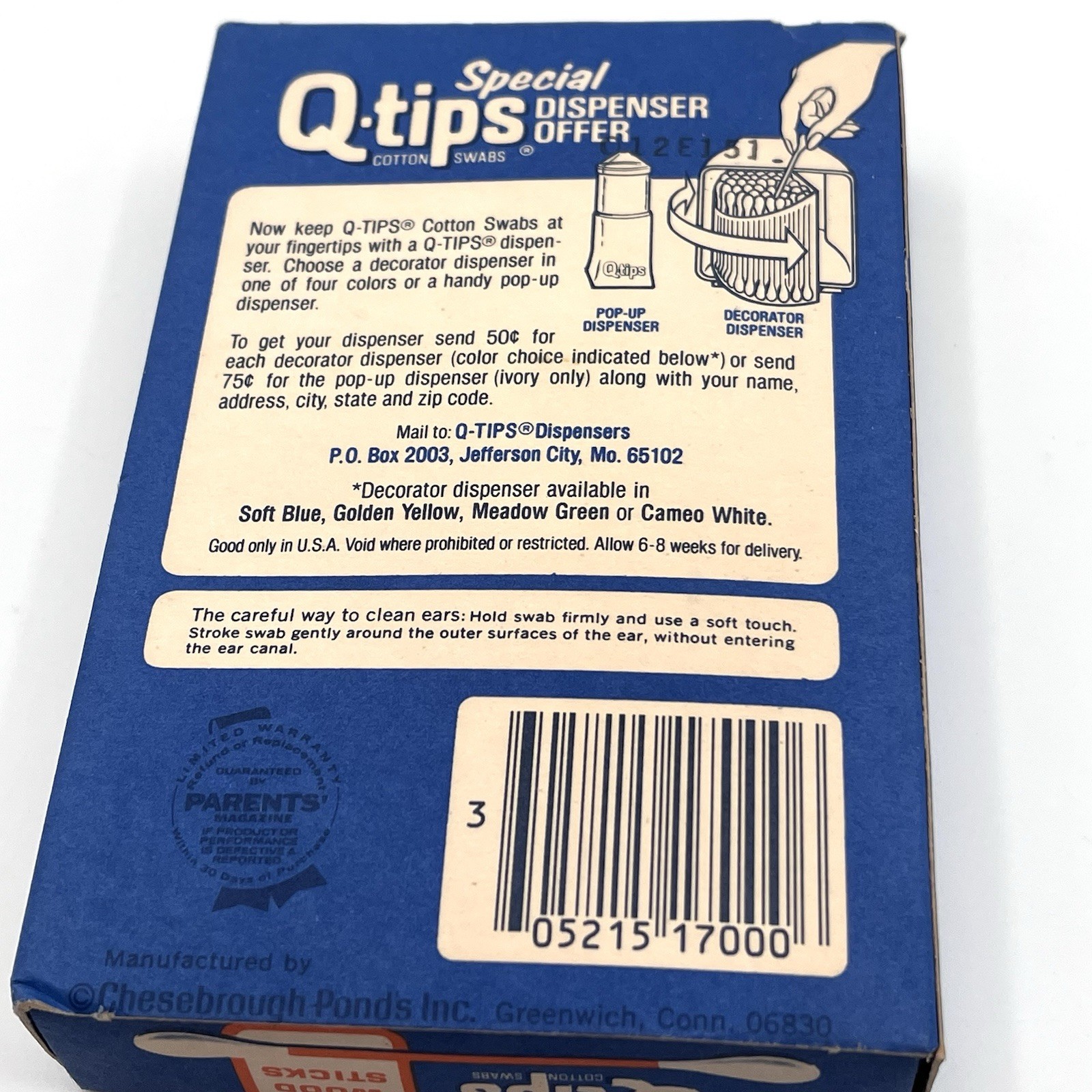 Vintage Q Tips 1960s Wood Packaging Blue Retro Graphic Box Bathroom Prop EMPTY