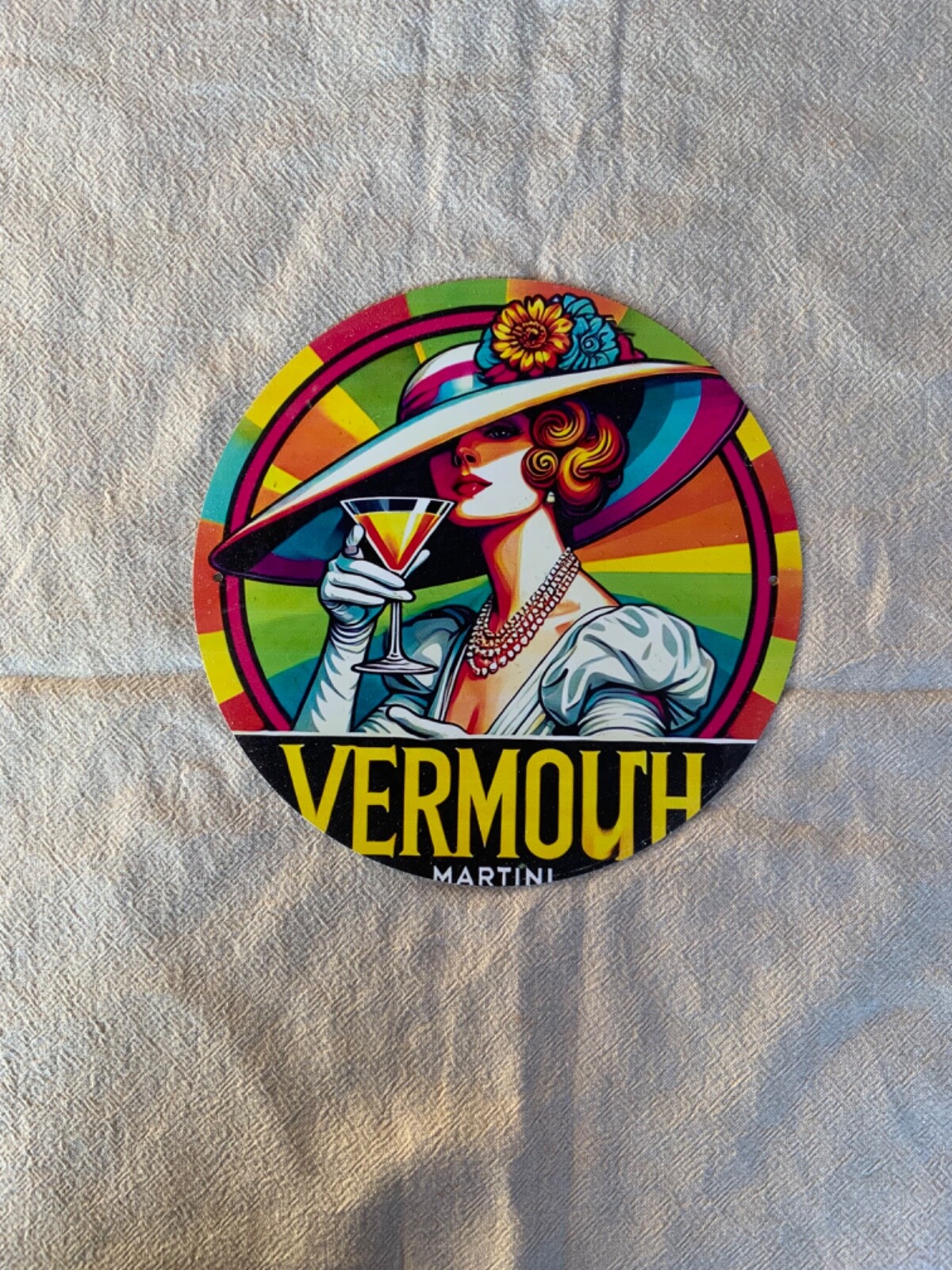 Vermouth Martini Round Sign, 20x20cm