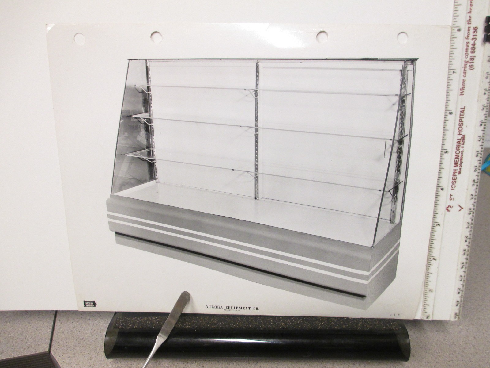 Aurora Equipment 1930s drug store display photo glass case deco