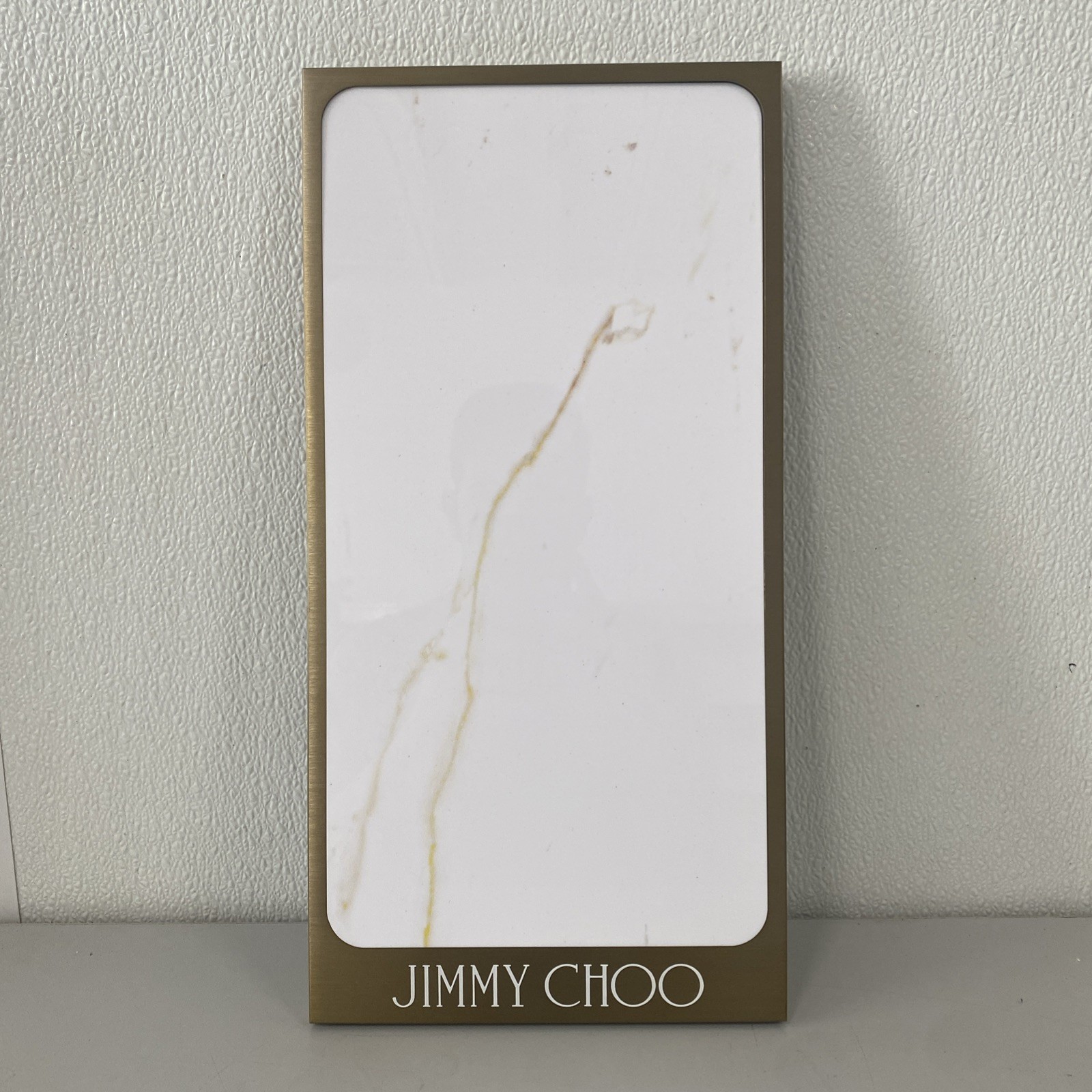 JIMMY CHOO GOLD & WHITE ONE PIECE LOGO DISPLAY New Open Box – 935