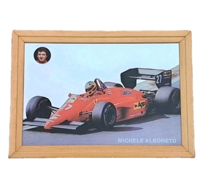 FERRARI AUTO CAR FORMULA 1 ALBORETO-80′-VINTAGE MIRROR FRAME/FRAME