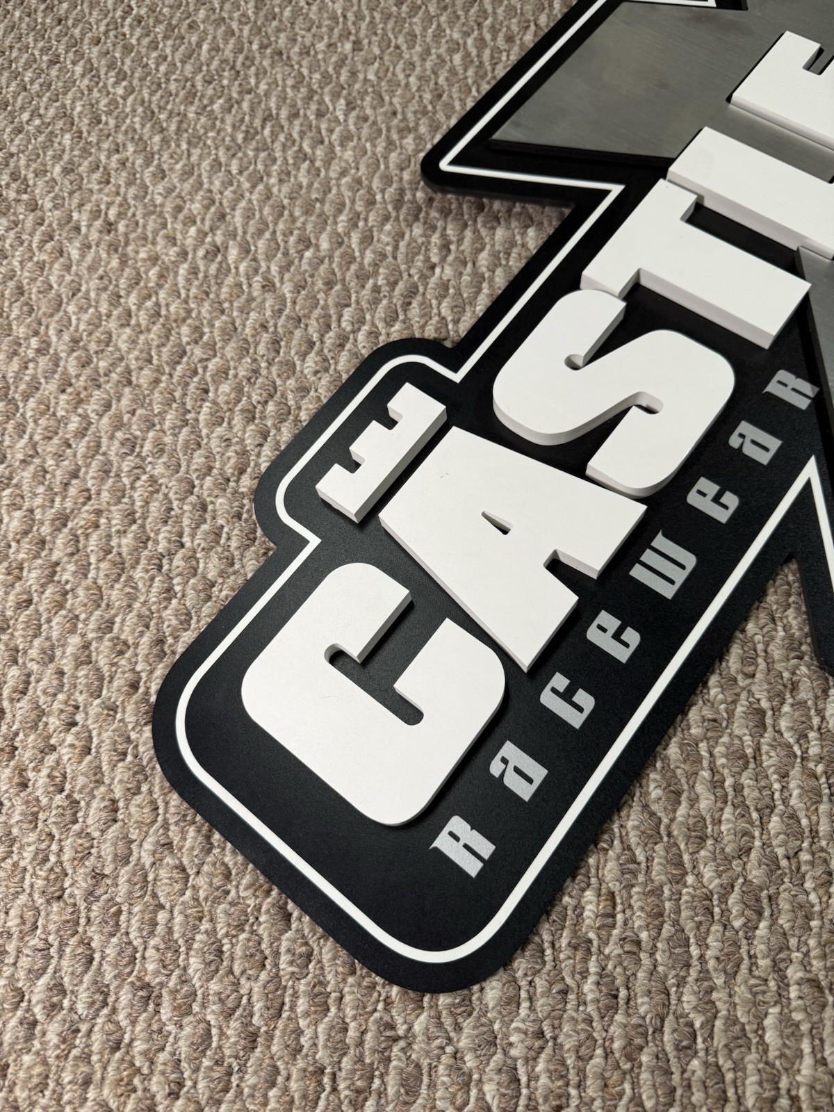 Castle X Racewear Display Store Sign Black & Silver