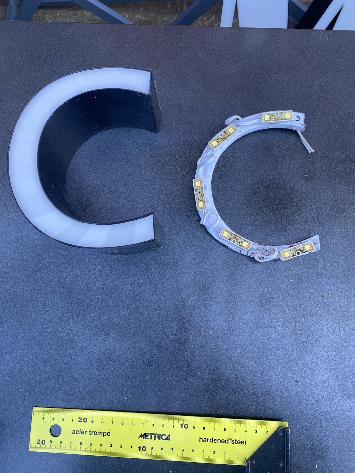 Letter C Ex Sign Black Edge White Front