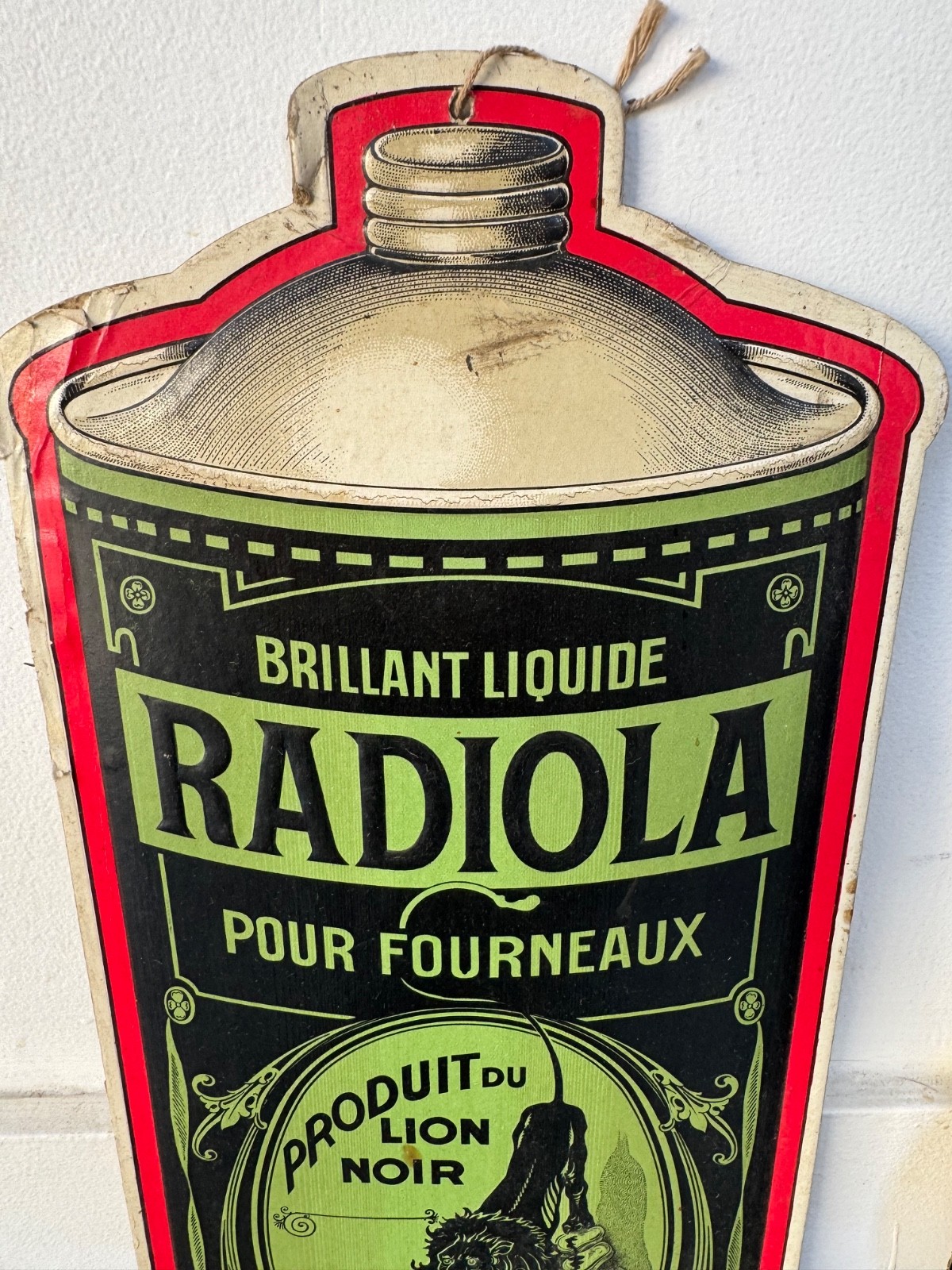 Antique Radiola Cardboard Black Lion Product No Enamel Plate Eclipse Wax