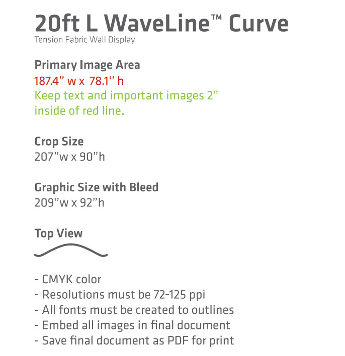 20ft Curved Portable Back Wall Display (Tension Fabric Backdrop) Custom Graphic