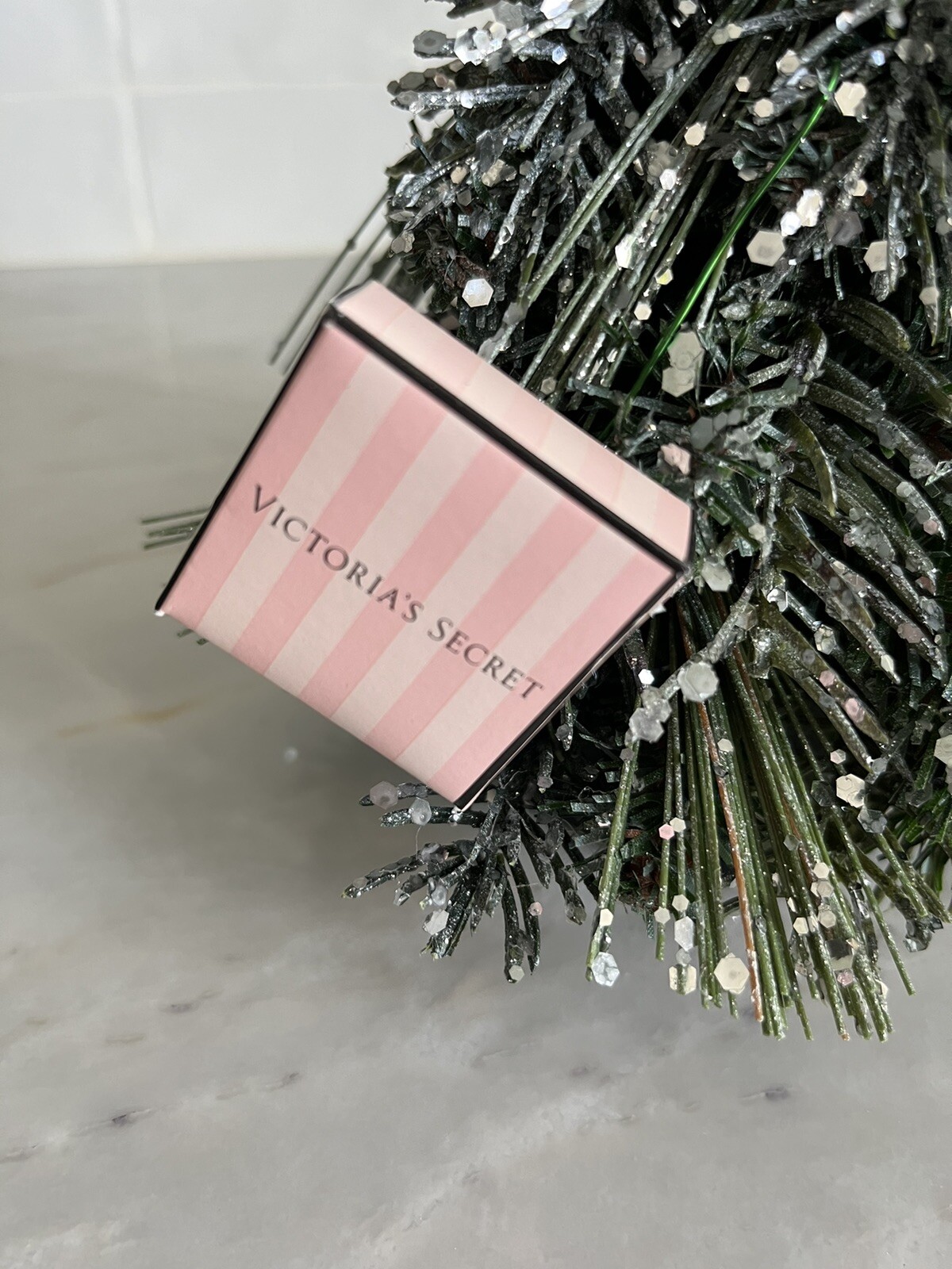 Victoria’s Secret Christmas Tree Store Display Flocked Glittered Gift Ornament