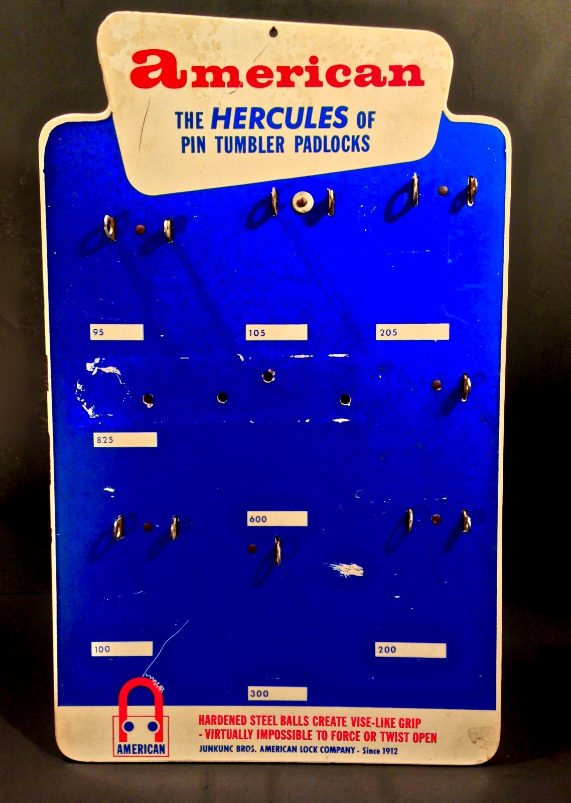 Vintage 1950s 60s American Lock Advertising Hardware Store Counter Display Sign