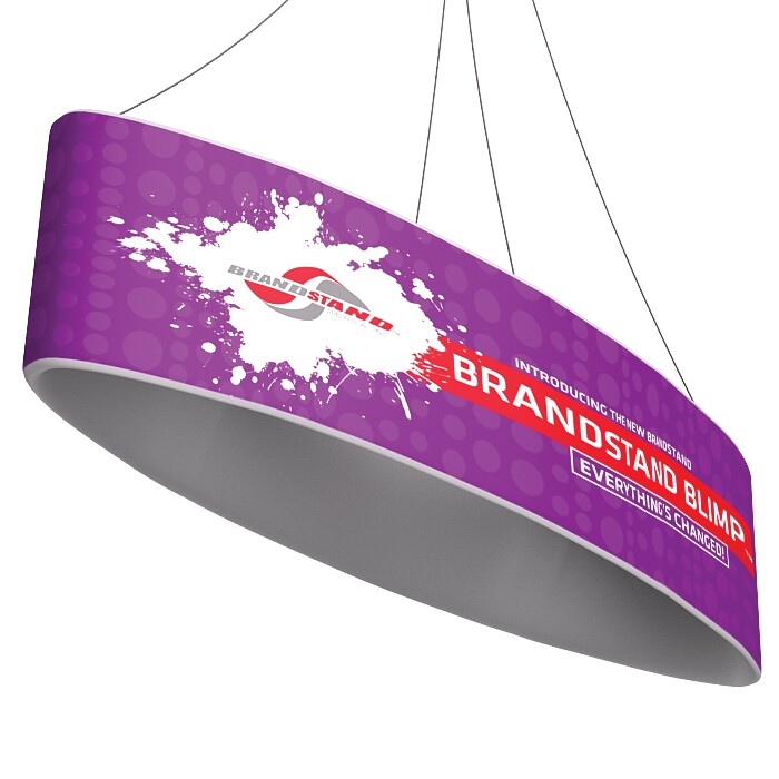Custom Elliptical Size Overhead Hanging Banner for Trade Shows and Exhibitions