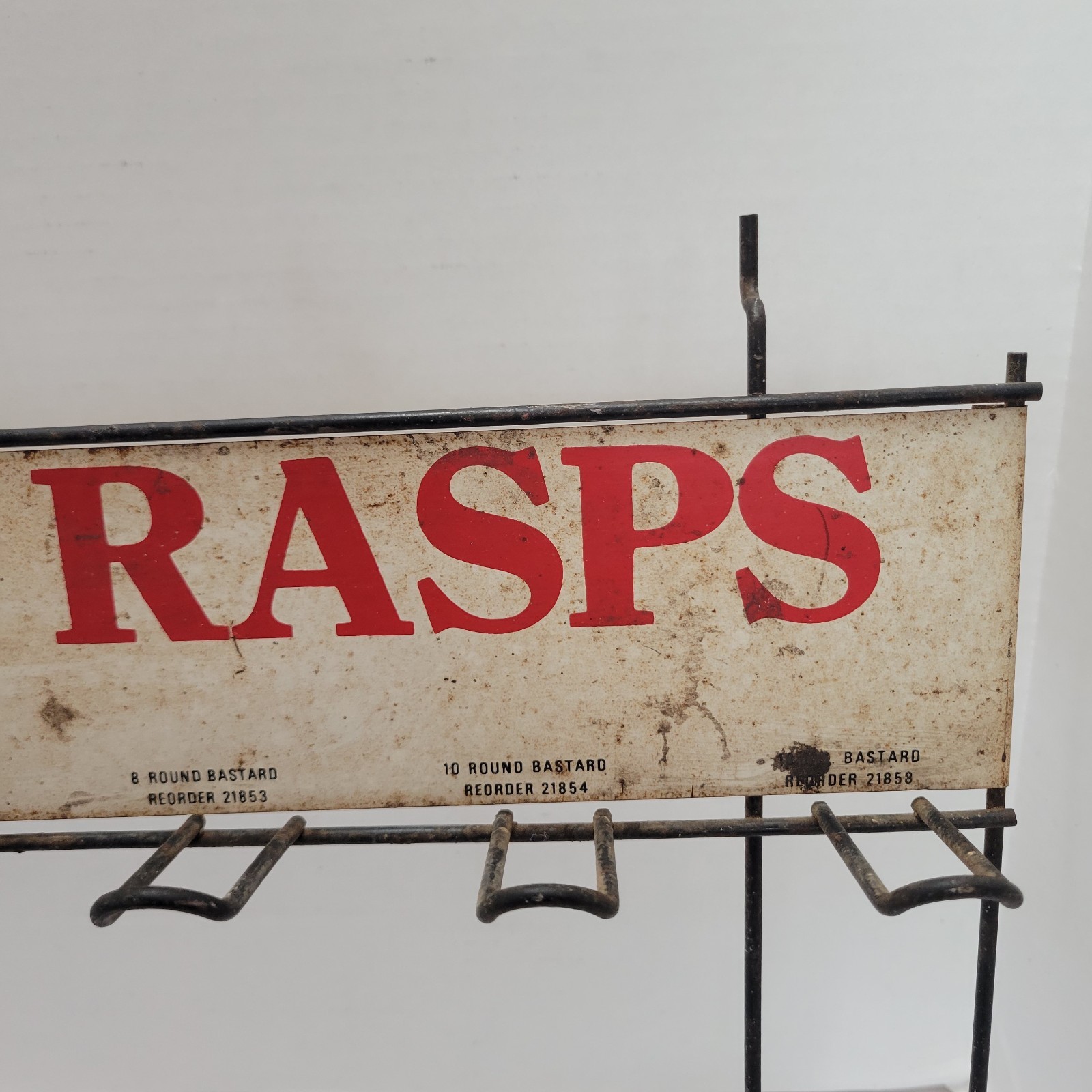 Vintage Nicholson Files Rasps Store Display Wire Rack Advertising Sign Pegboard