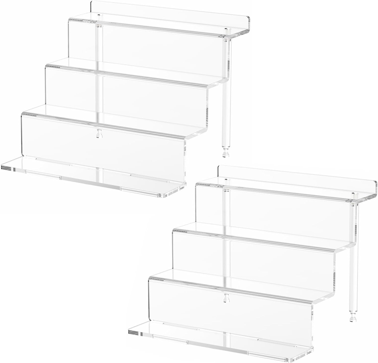 2pcs Acrylic Riser Display Shelf,Clear Display Stand,4 Tier Stand Organizer- 12″