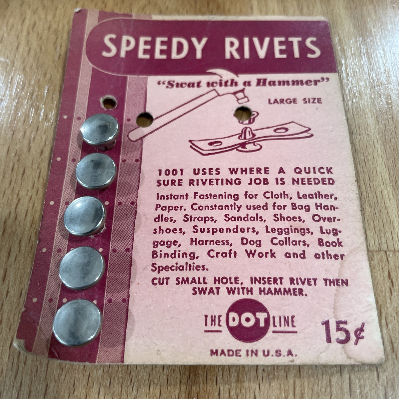 Vintage Speedy Rivets Store Display Advertising – The Dot Line – Made in USA