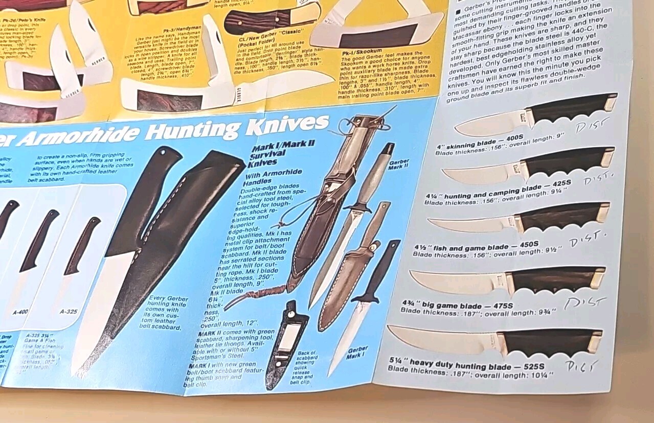 Vintage 1970’s Gerber Sportsmen’s Knives Knife Store Salesman’s Pamphlet