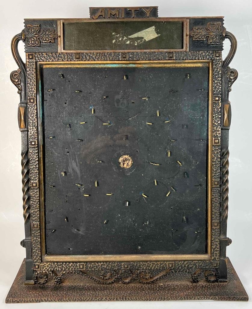 Antique Moe Bros AMITY Key Wallet Advertisement Store Display Cast Iron Frame