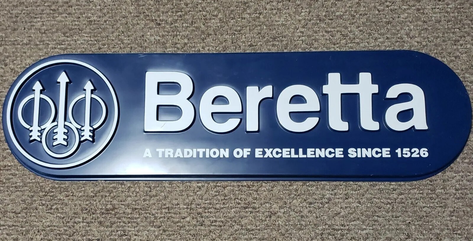 Beretta Firearms Large Store Display Sign-41″ X 12″-dark Blue/white