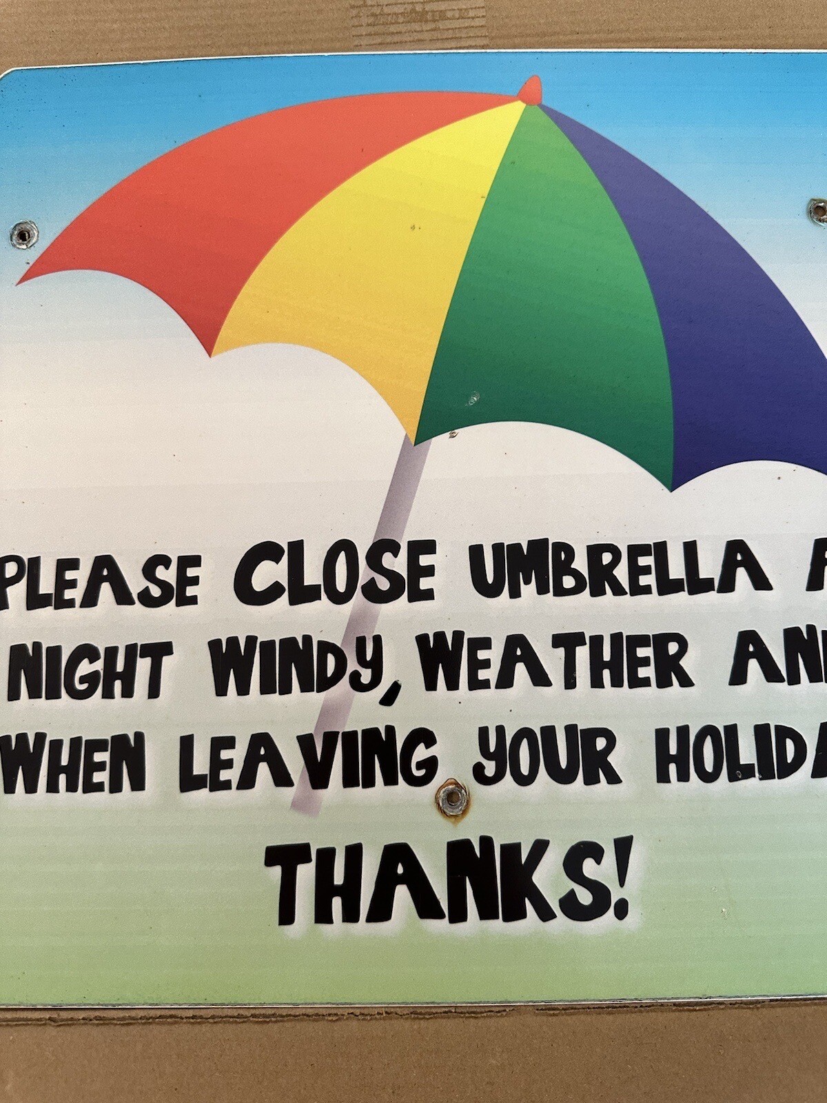Vintage Close Umbrella Advertising Sign 12″ x 12″
