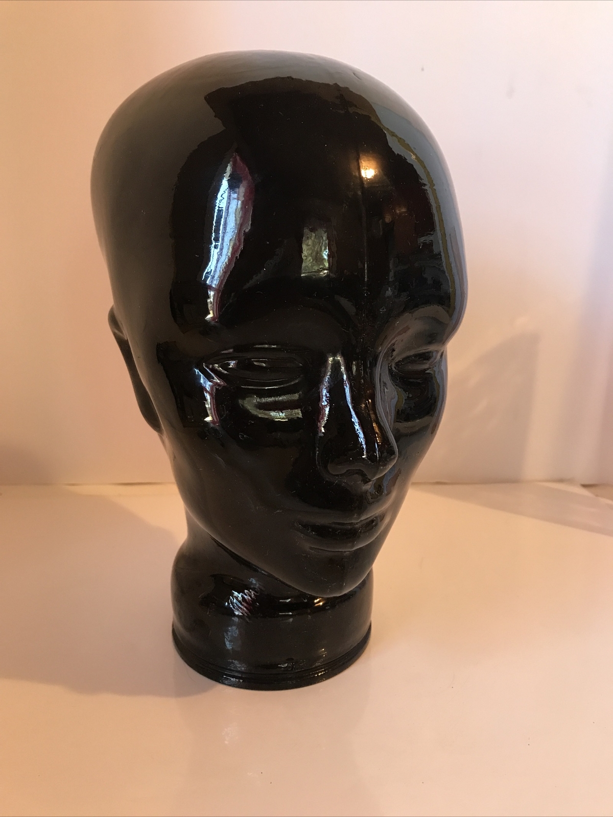 Vintage Black Ceramic Mannequin Model Head Hat Wig Hair Store Vanity Display