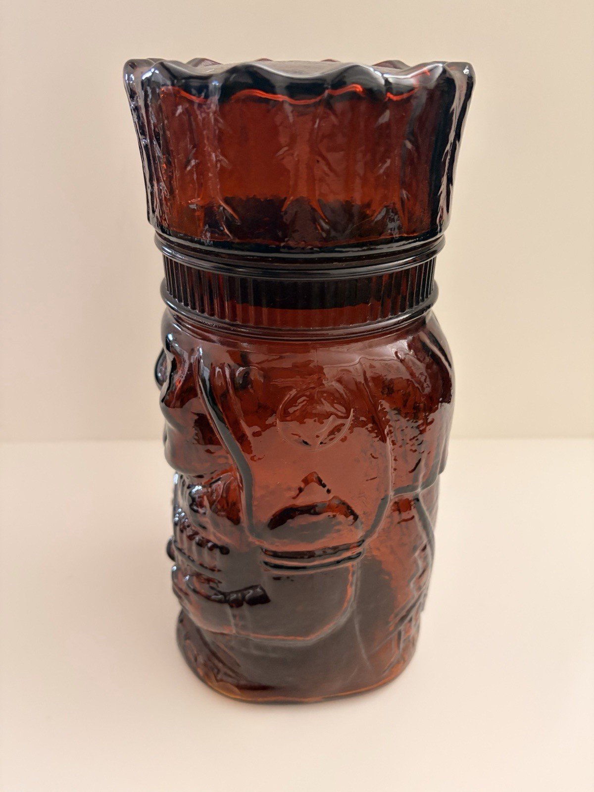 Vintage Dutch Masters The Chieftain Amber Glass Cigar Jar 1960s Advertising