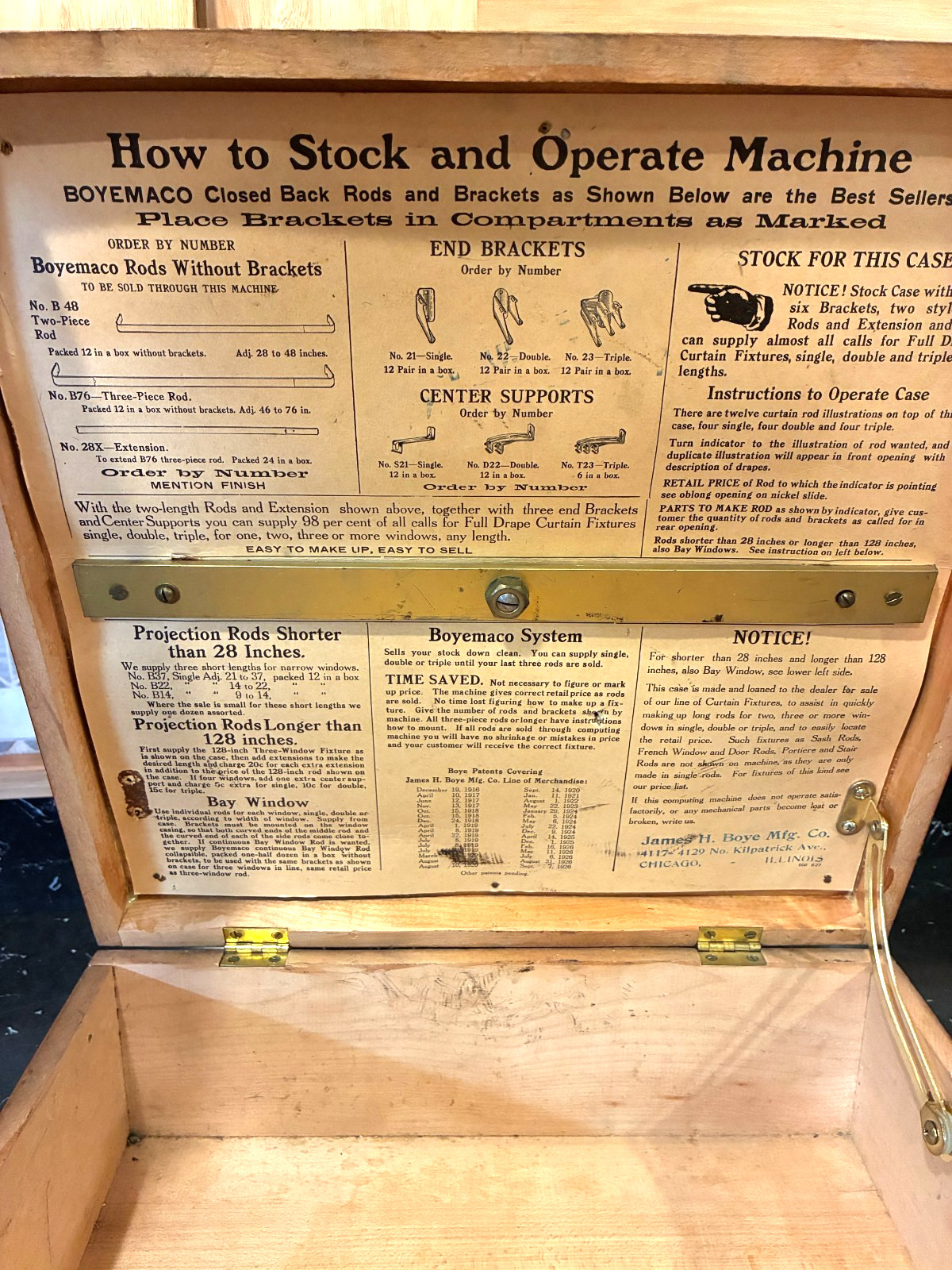 Vintage Boyemaco Curtain Fixtures Box General Store Display – Working Dial 1920s