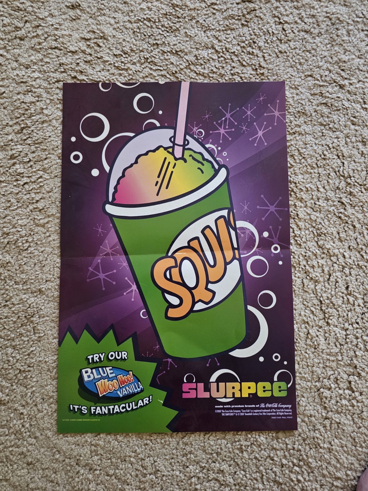 Simpsons 711 Slurpee/Squishee store display poster. RARE 2007.The Simpsons Movie
