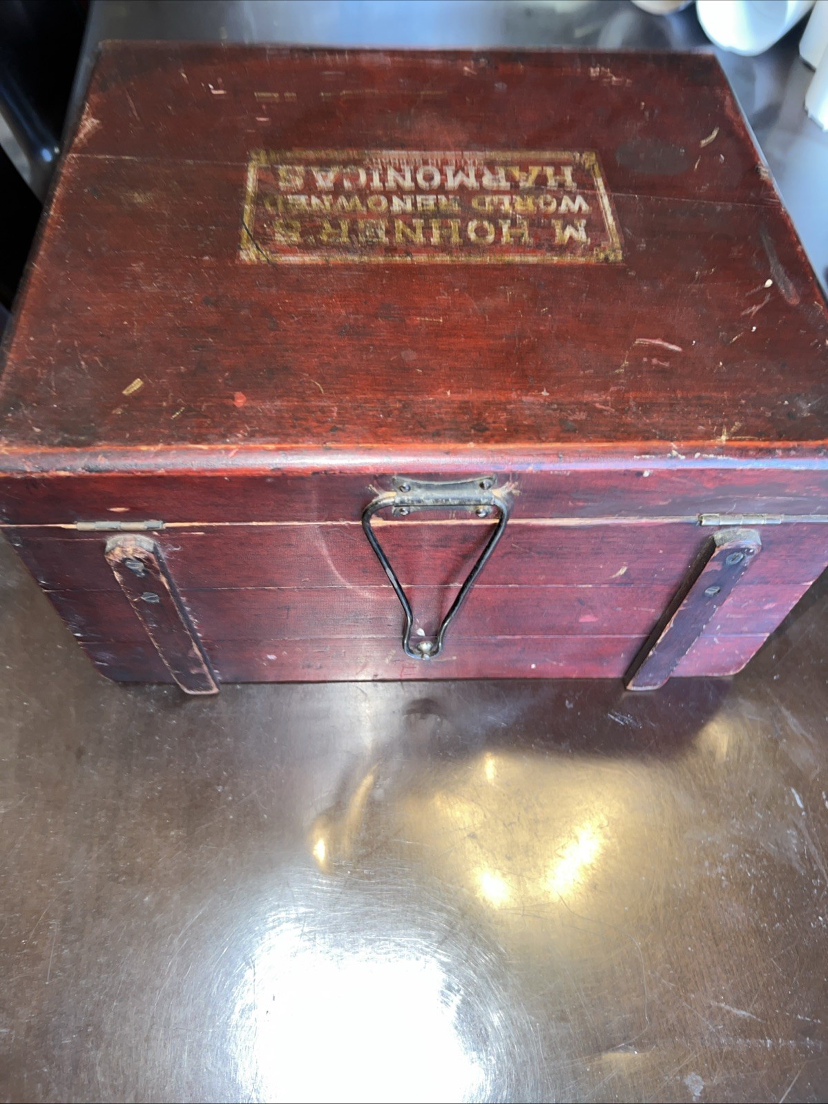 Antique M. Hohner Harmonica Store Display Case Box Countertop 3 Level Germany