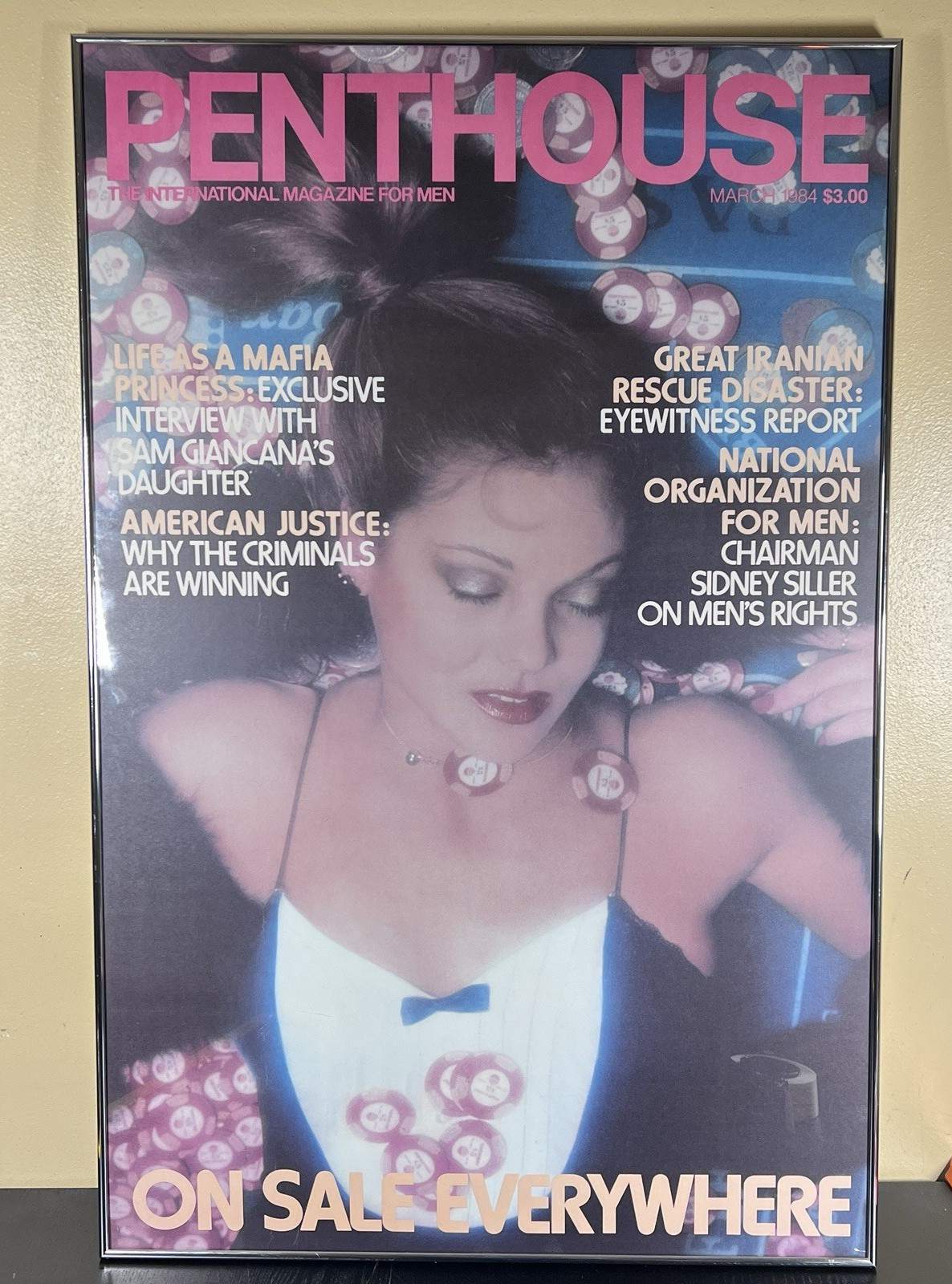 Huge Vintage Penthouse Magazine Advertising Poster 30″ x 45″ Framed March 1984
