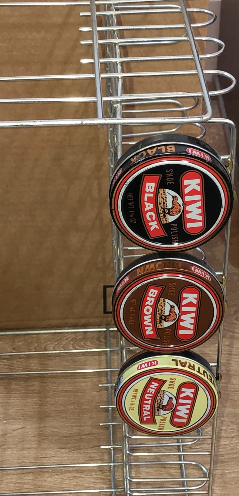 Kiwi Shoe Polish Tins Vintage Metal Store Counter-Top Stand 1940’s w Tin Old