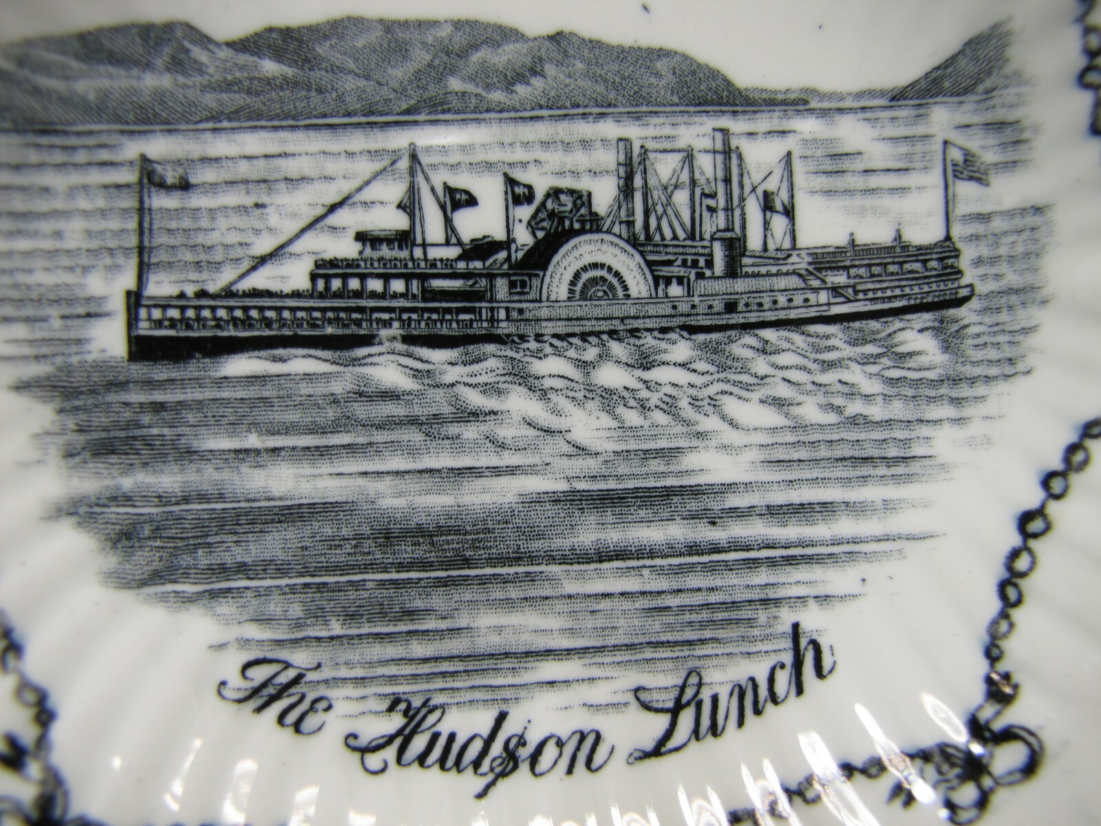 THE HUDSON LUNCH Antique Restaurantware Condiment Dish Bowl Steamboat River
