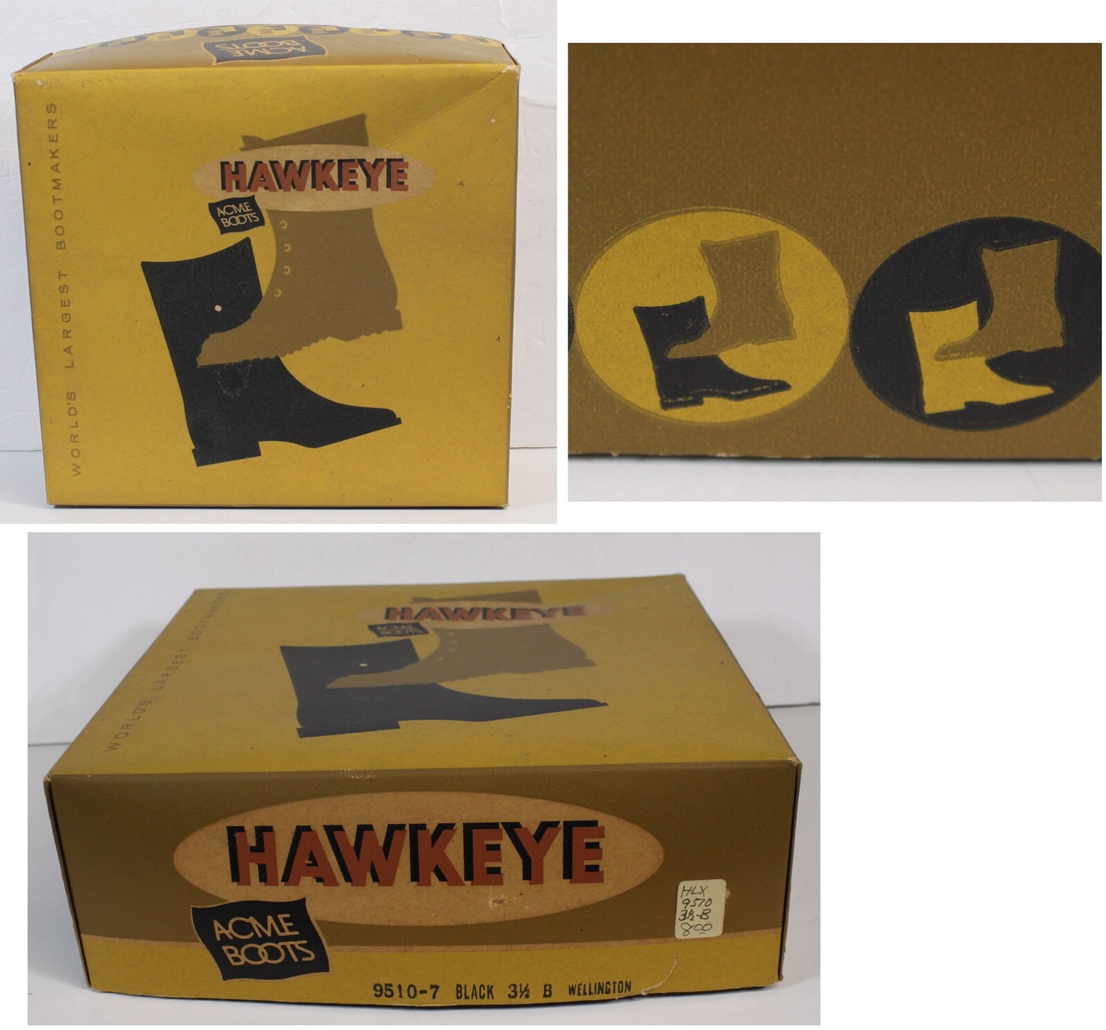 Vtg Acme Boots Hawkeye Box Graphics Advertising 11×11 Empty Prop Retro MCM