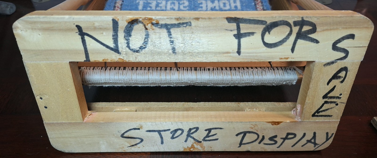 Vintage Mini Loom “Home Sweet Home” Salesman Sample Style W/ Vintage Jeans Patch