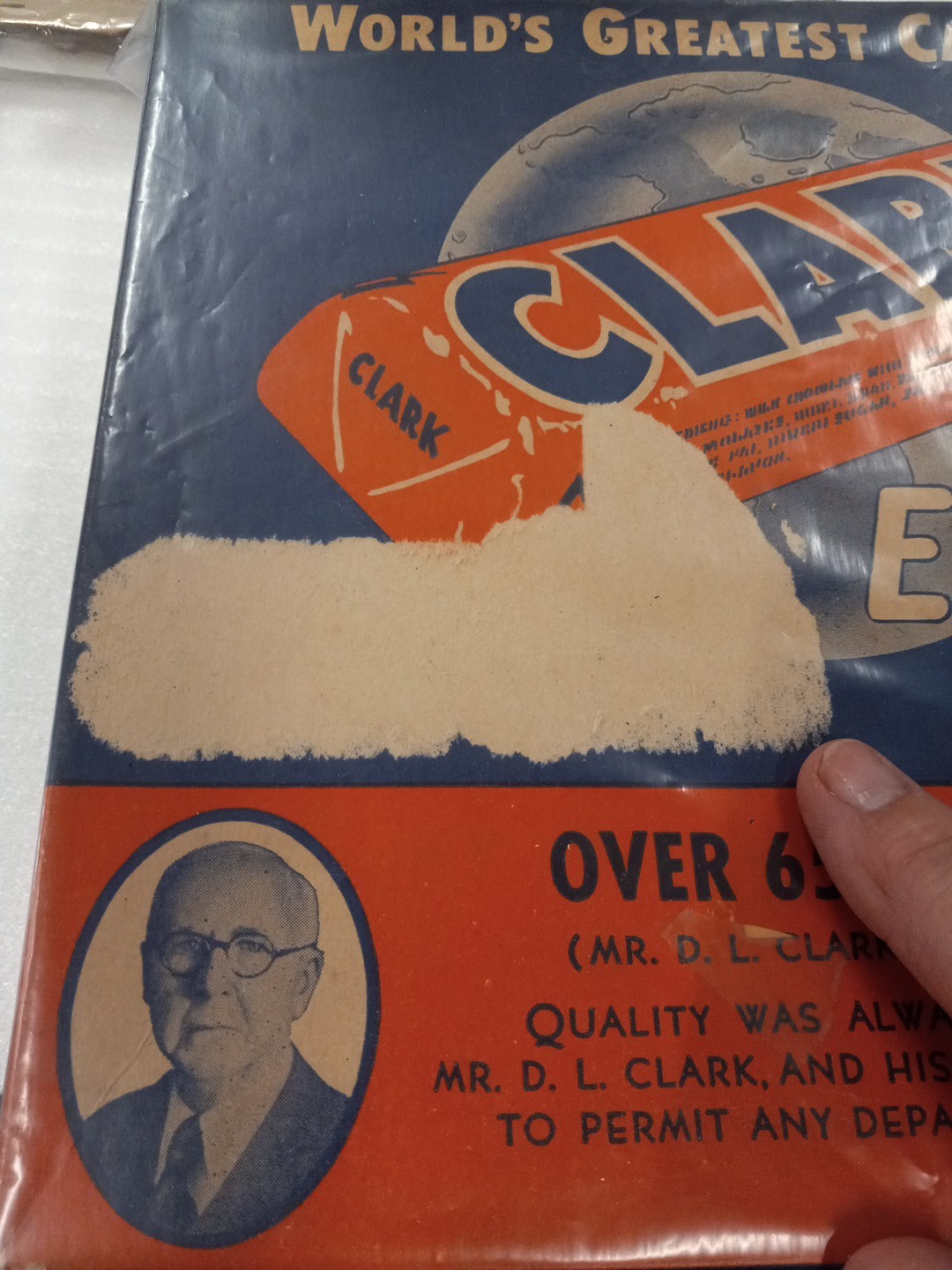 VINTAGE CLARK BAR 1930’s CANDY BAR BOX STORE DISPLAY SHELF ADVERTISING (empty)