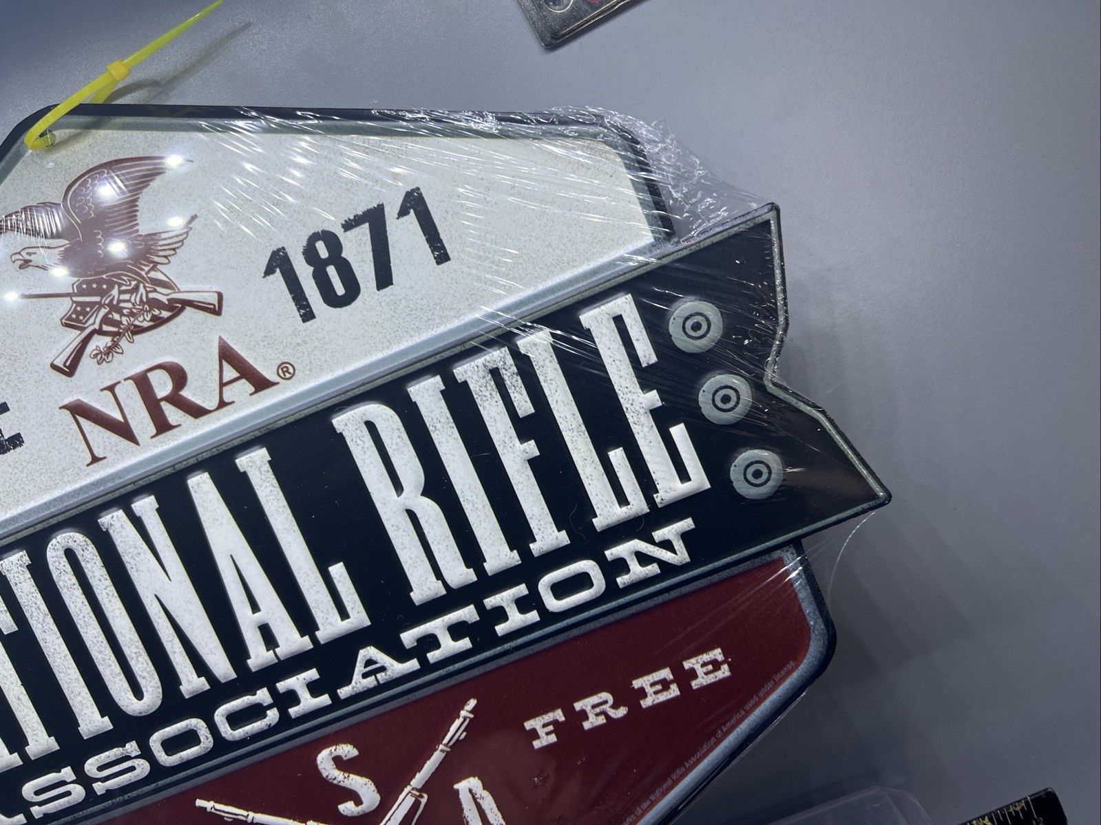 NRA LIVE FREE SINCE 1871 NATIONAL RIFLE EMBOSSED RAISED METAL SIGN Gun USA