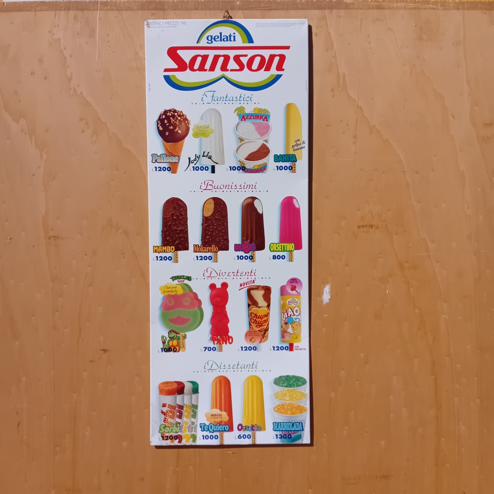 1996 Sanson Ice Cream Table Sign