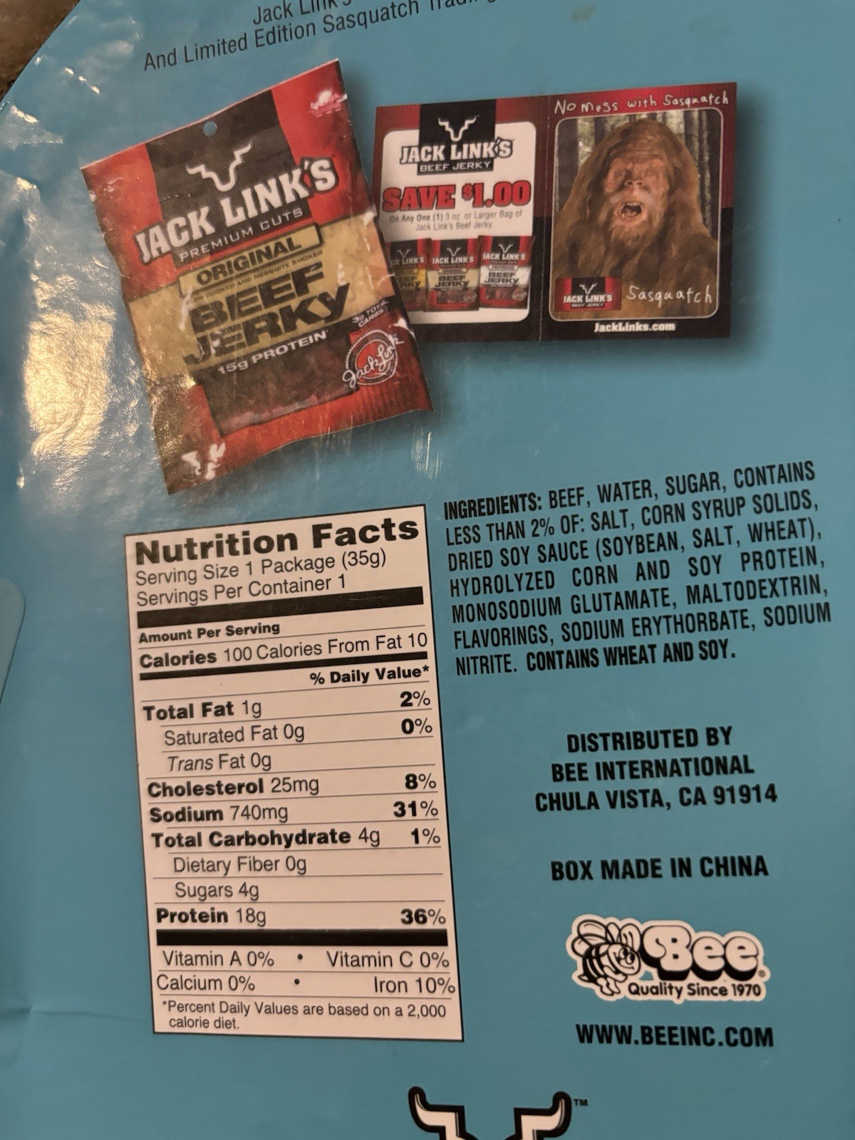 JACK LINK’S BEEF JERKY Bigfoot SASQUATCH TRADING CARD Easter Mens Gift Yeti Fur