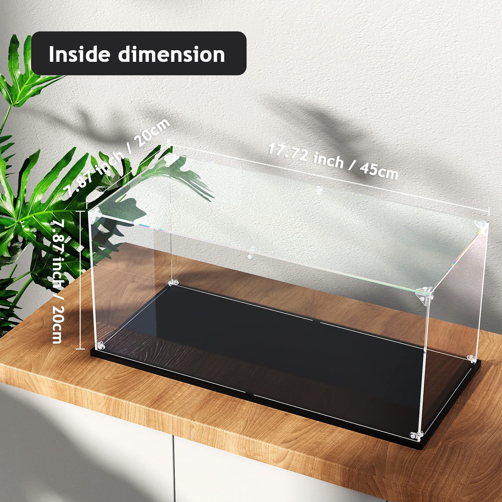 Clear Acrylic Display Case, Self-Assemble 17.7x8x8 inch, 45x20x20 cm,