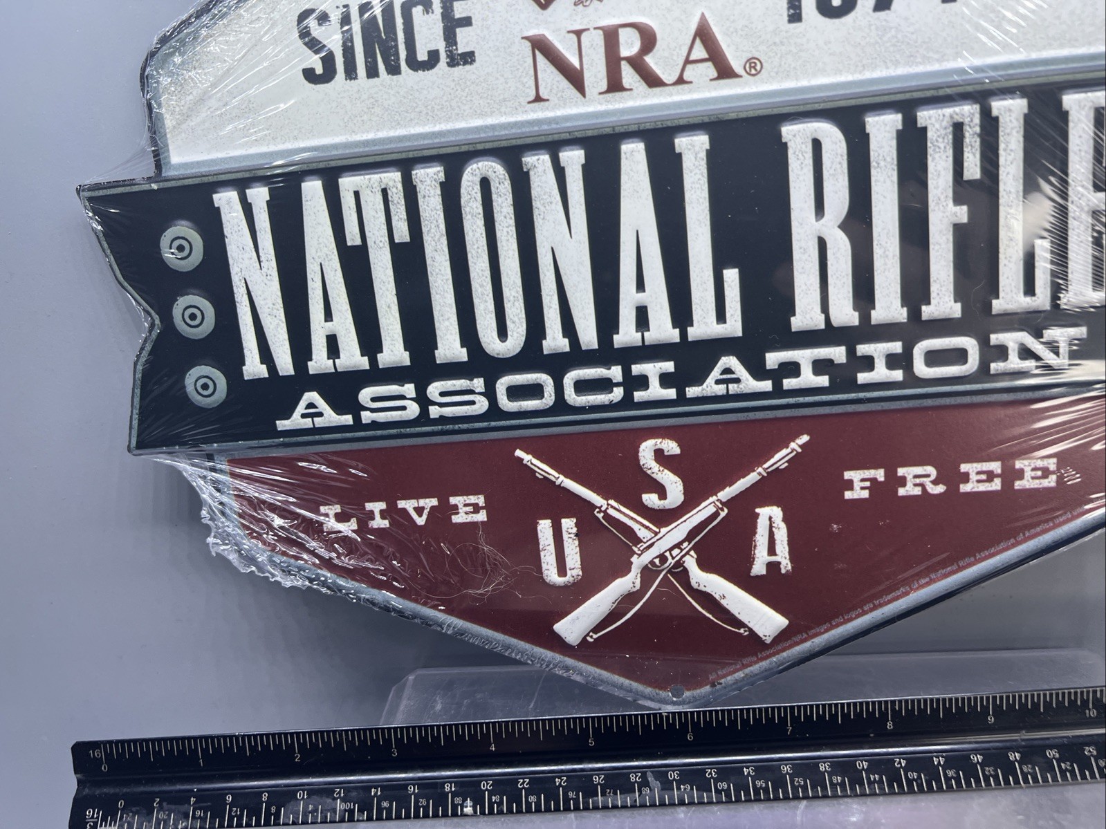 NRA LIVE FREE SINCE 1871 NATIONAL RIFLE EMBOSSED RAISED METAL SIGN Gun USA