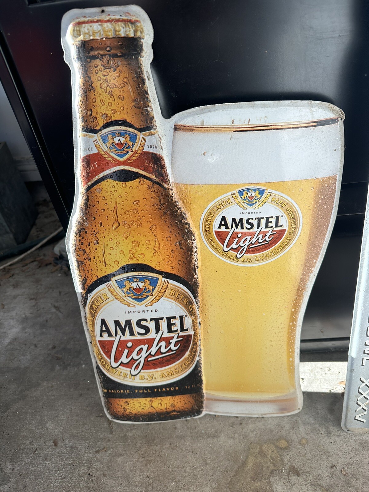Vintage Tin Amstel Light Beer & Glass 2001 Advertising Sign Beer Advertisement