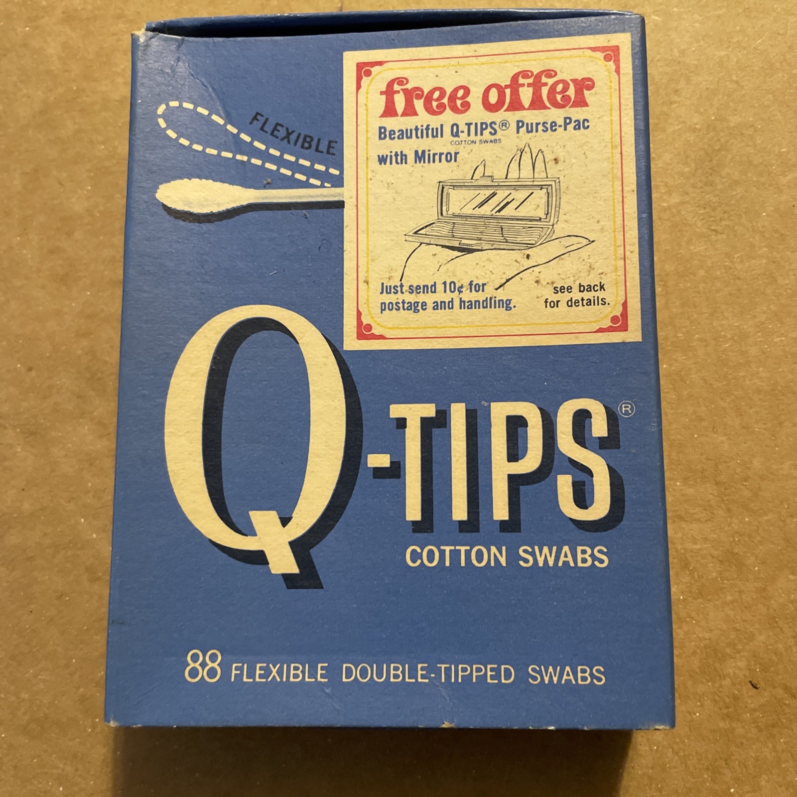 Vintage Q Tips Original Packaging 1960s Blue Graphic Box Bathroom History 88ct