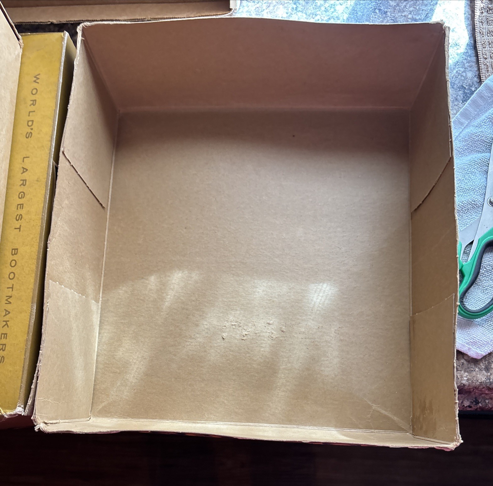 2 Vtg Acme Boots Hawkeye Box Graphics Advertising 12×13 Empty Boxes. See Desc.