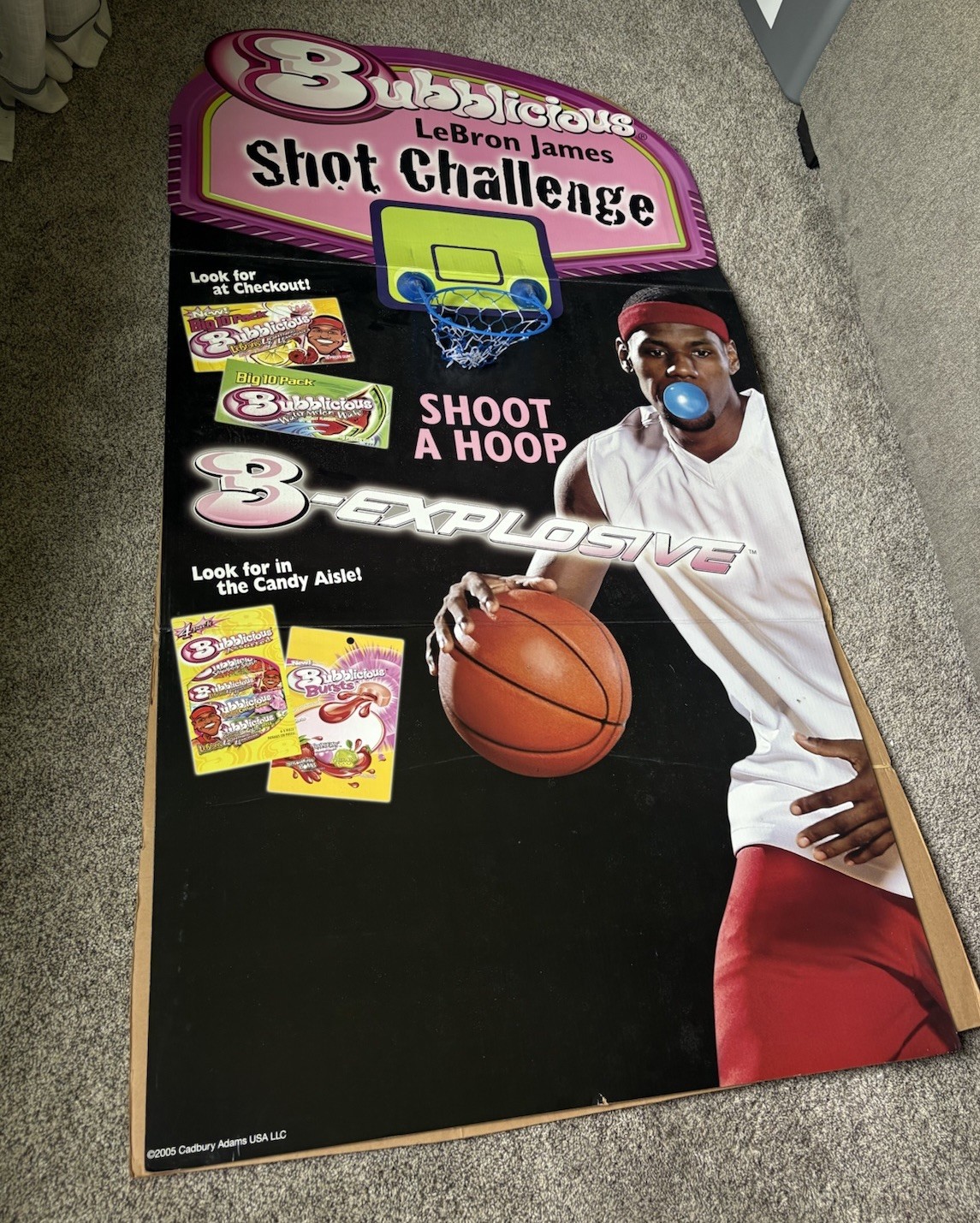 LeBron James Bubblicious Bubble Gum Store Display Ad Poster Sign Stand Rare 2005