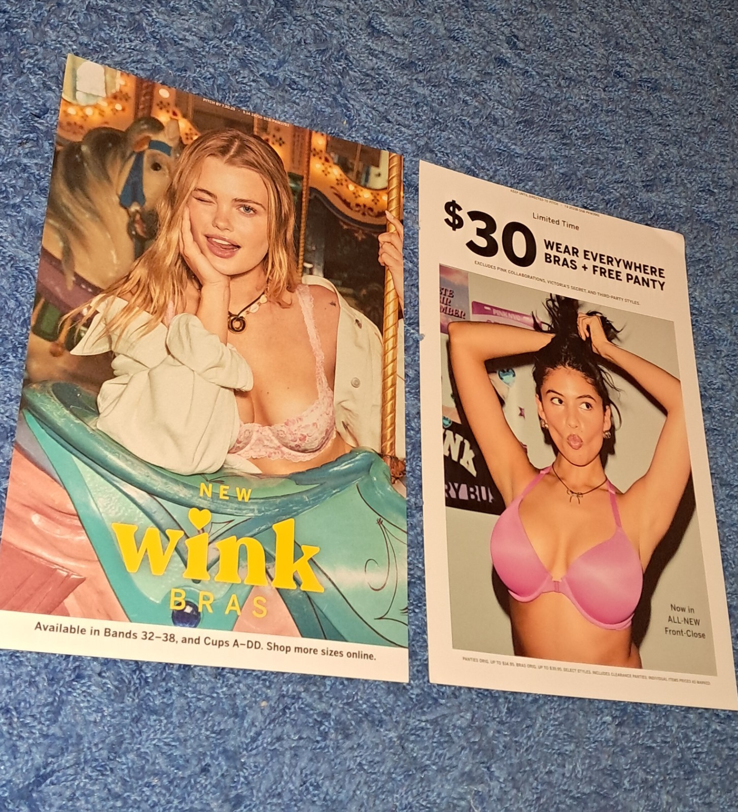 Victoria’s Secret Promo Posters Wink Bras VS Pink Gift Ideas RARE HTF Ads