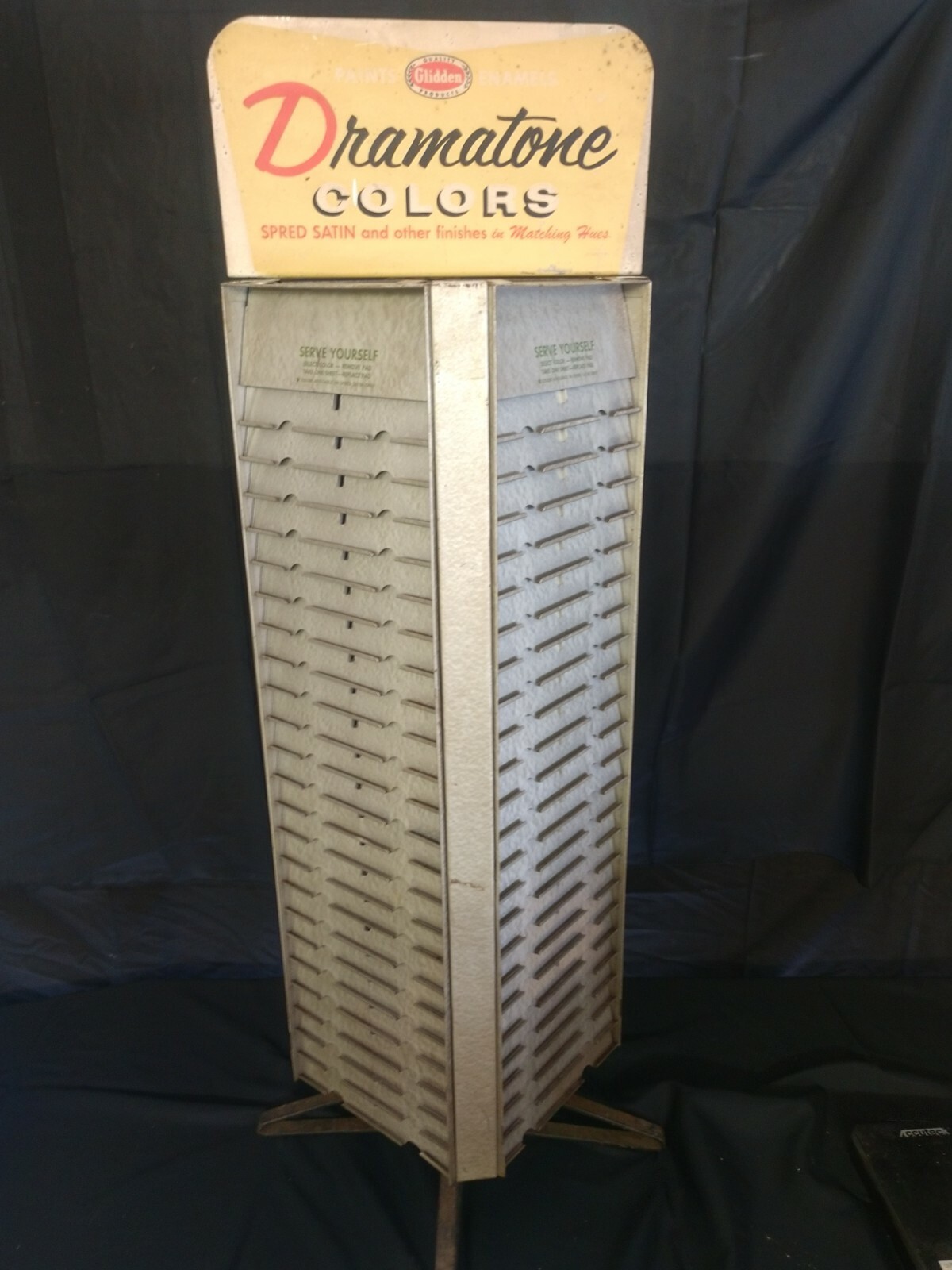 Vintage Rotating Glidden Dramatone Paint Sample Color Display Rack