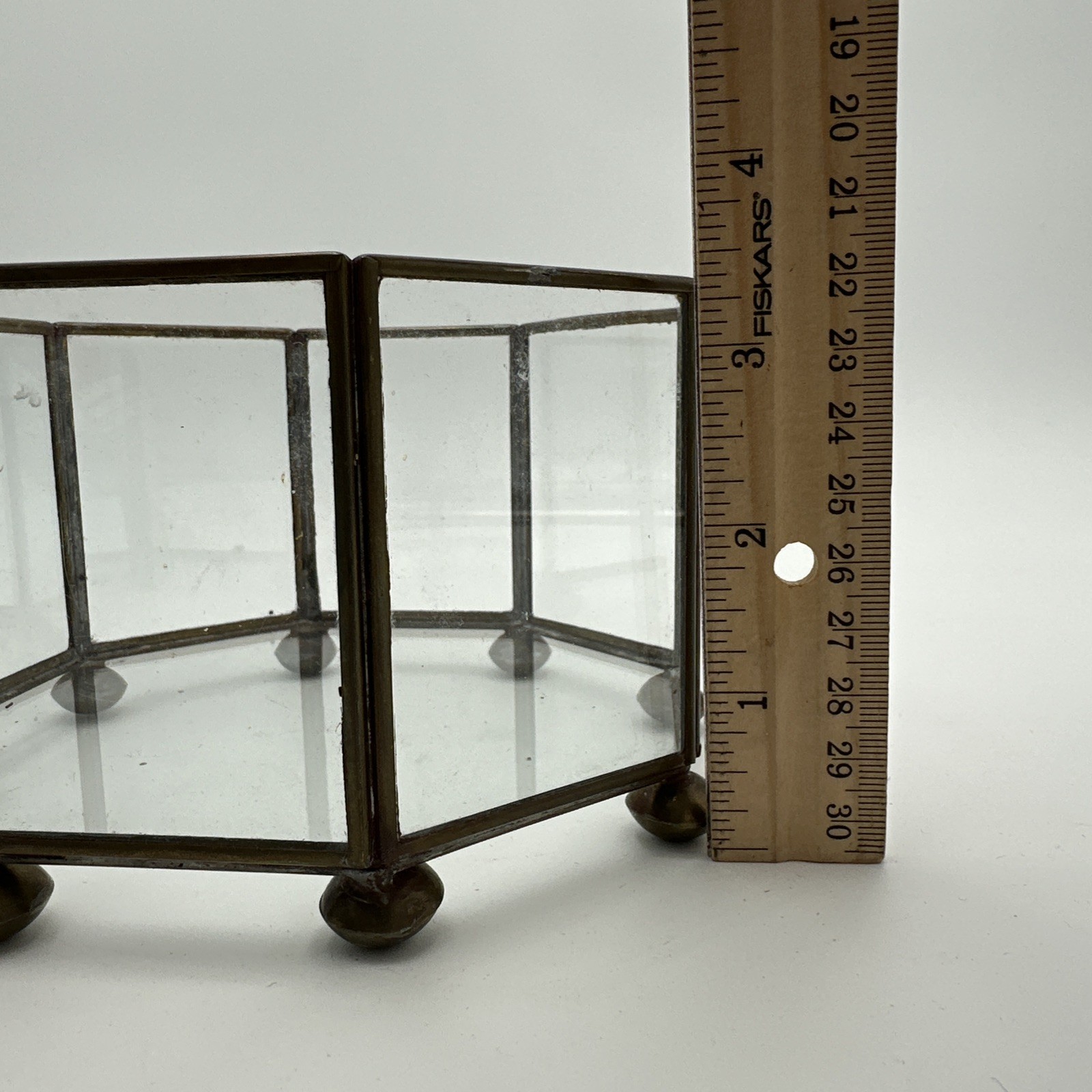 Vintage Open Octogon Glass/Brass Display Case Terrarium