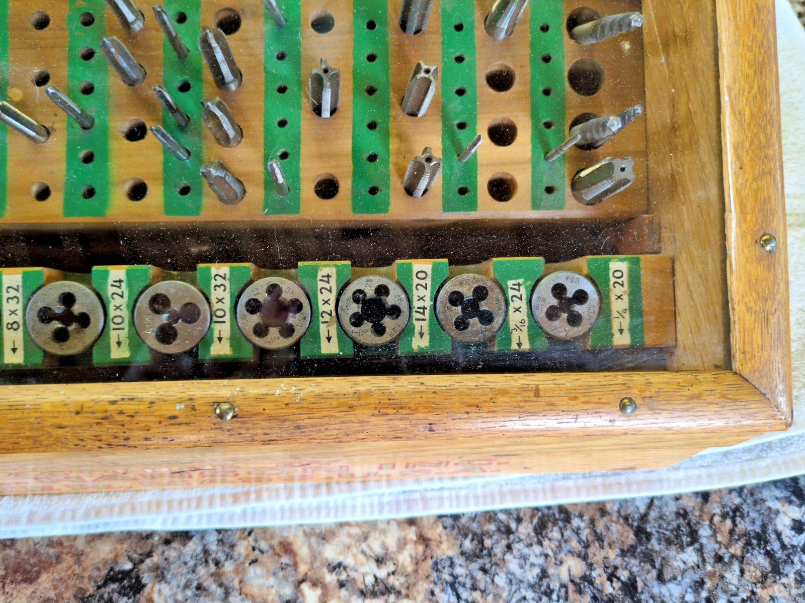 Vintage Henry L Hansen Tap And Die Tool Sales Display Case With Tap And Dies