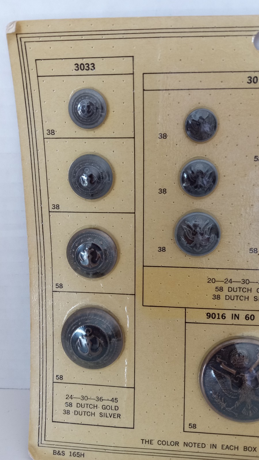 Vintage Salesman Button Display Military 2 Cards
