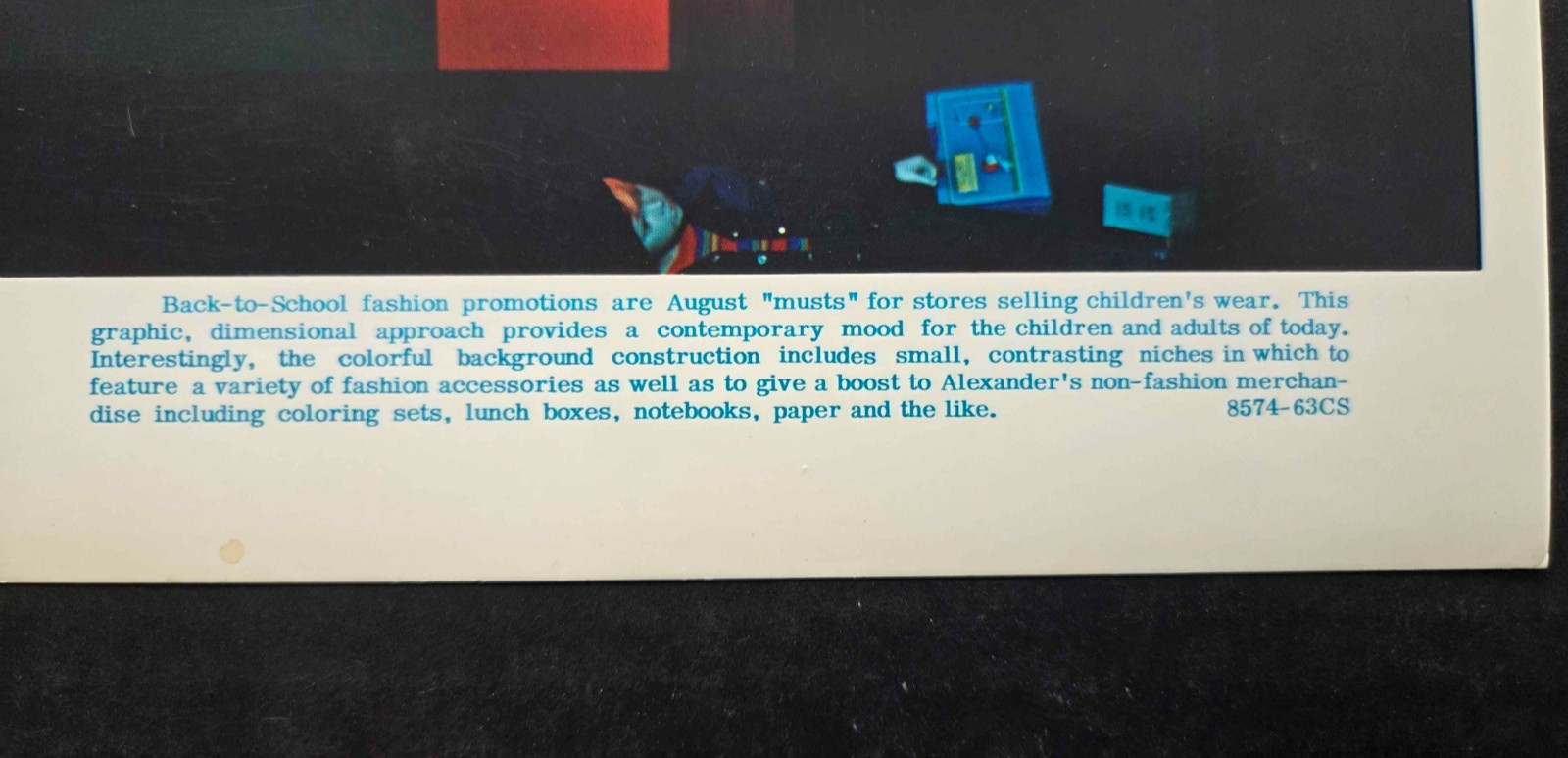 1974 ALEXANDER’S, NY WINDOW DISPLAY PHOTO PRINT BACK-TO-SCHOOL