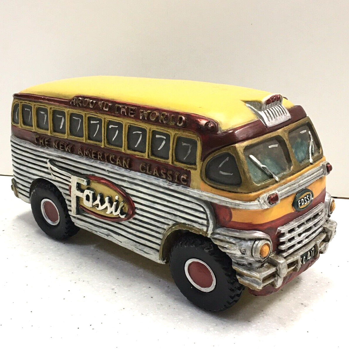 FOSSIL Watch Around The World American Classic Yellow Bus Vehicle Watch Display