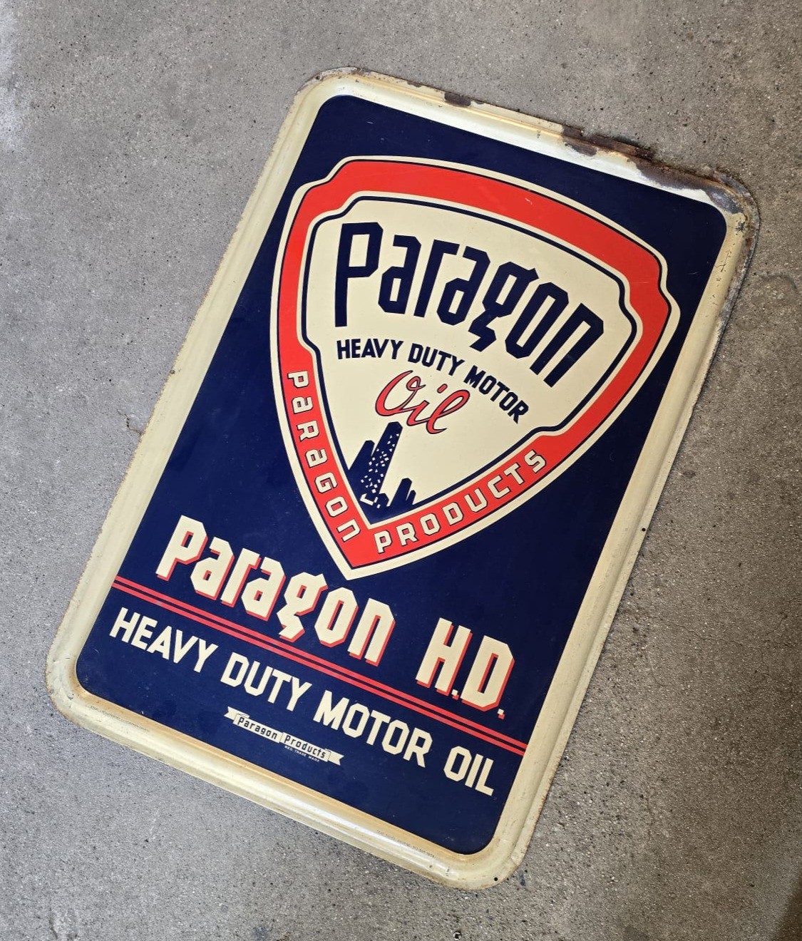 Paragon Motor Oil Lithographed Table Sign